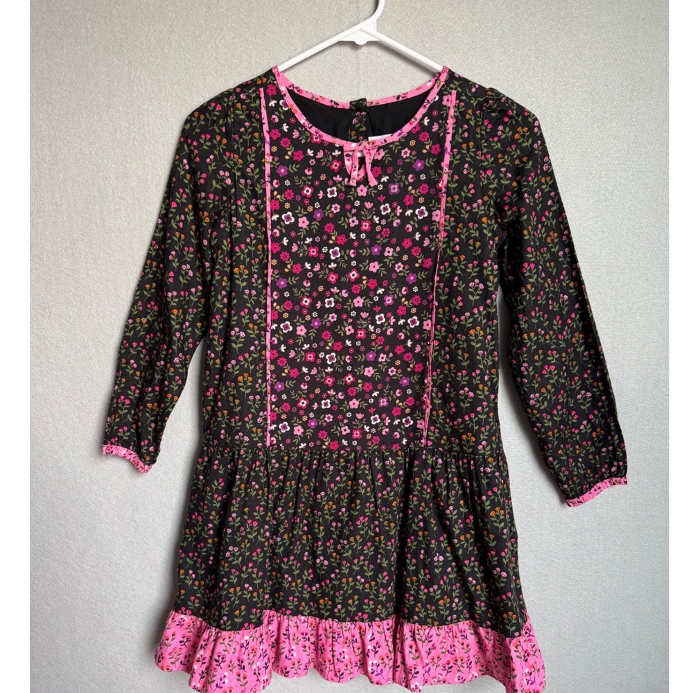 Gymboree Girl 12 Tree House Ruffle Dress Long Sleeve Ditsy Floral Flannel Cotton